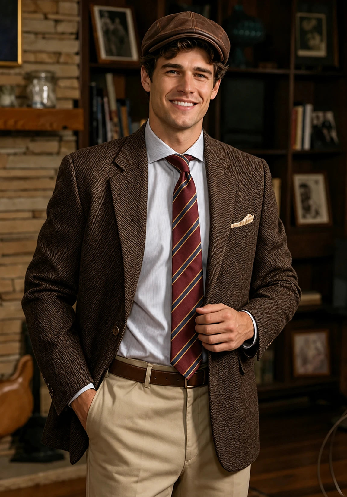 Men's brown herringbone jacket