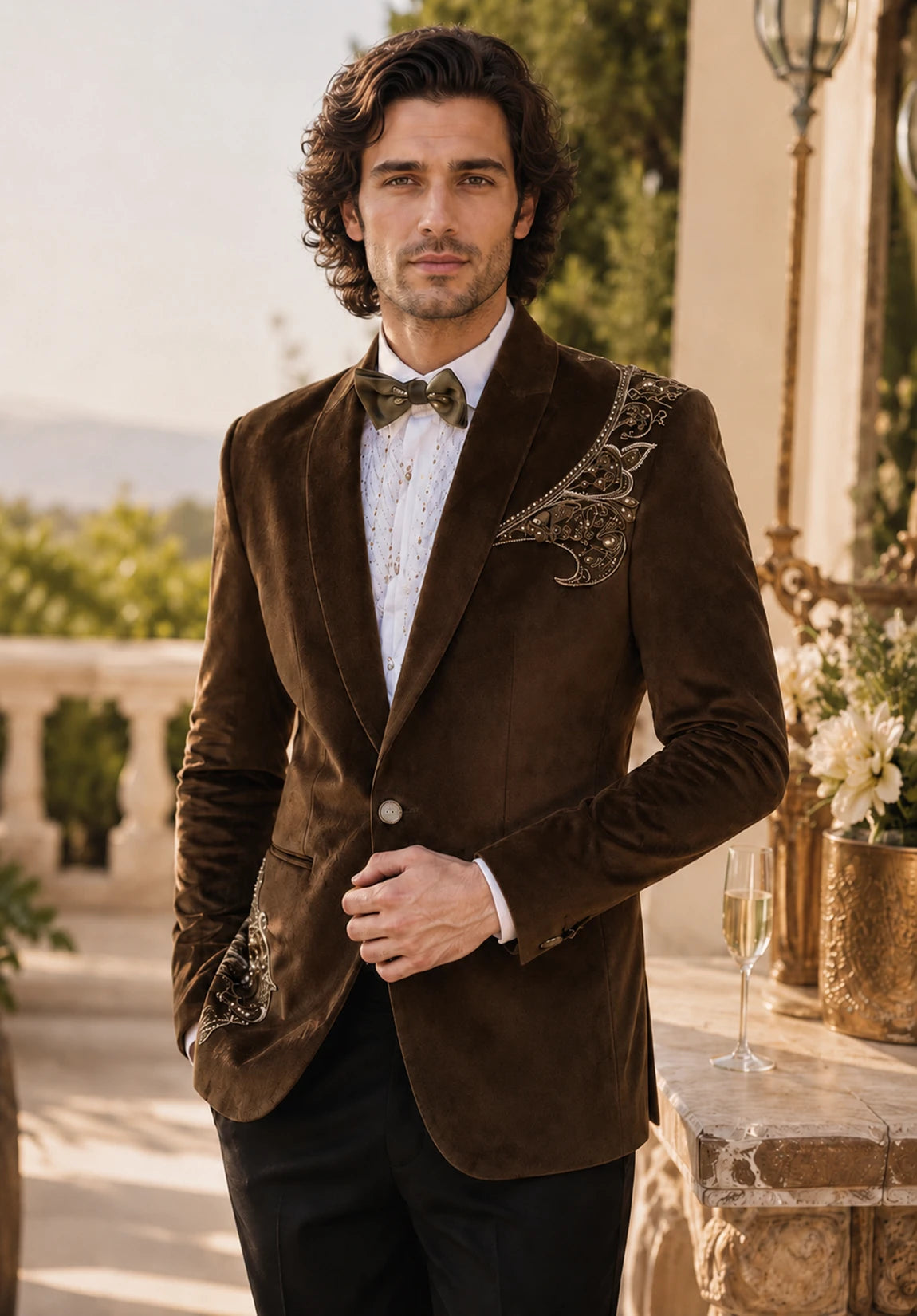 Men's brown velvet jacket