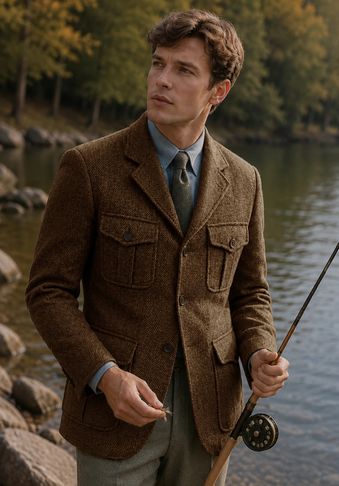Men's brown herringbone jacket