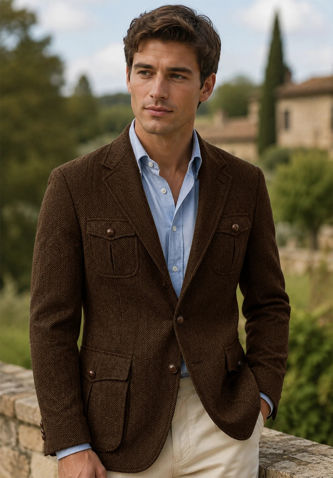 Men's brown herringbone jacket