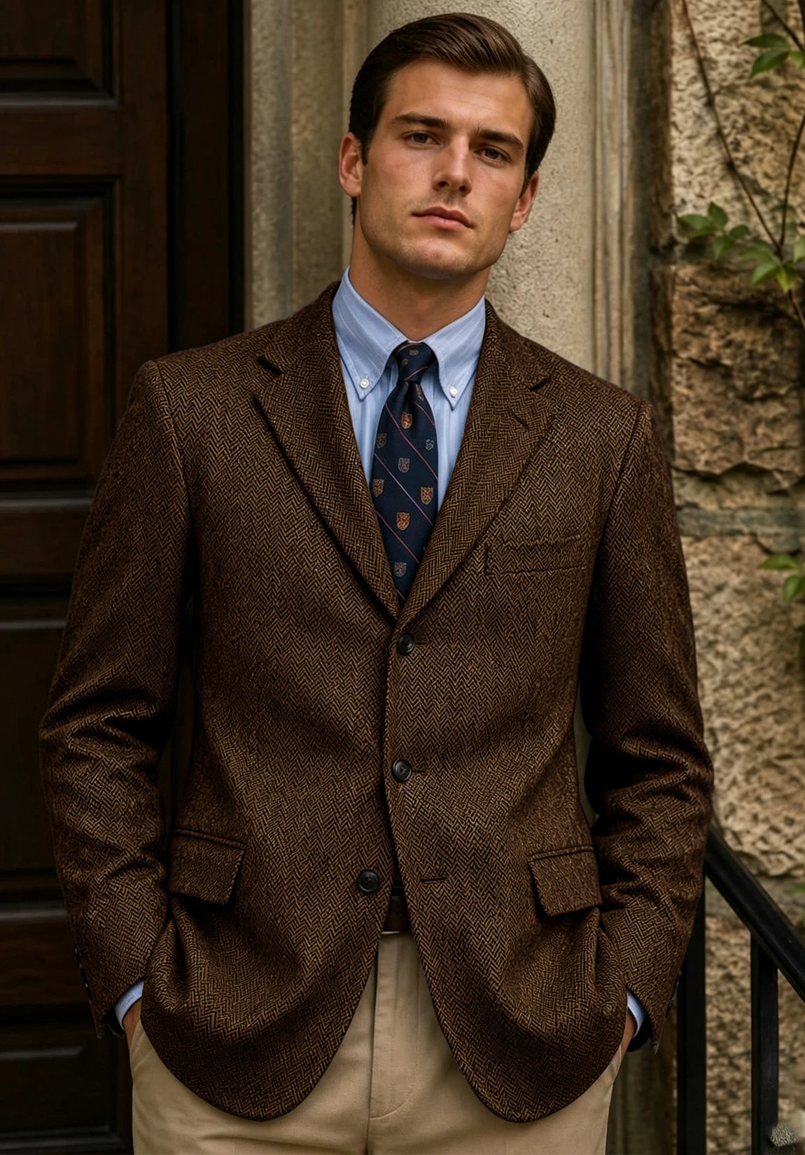 Men's brown herringbone jacket