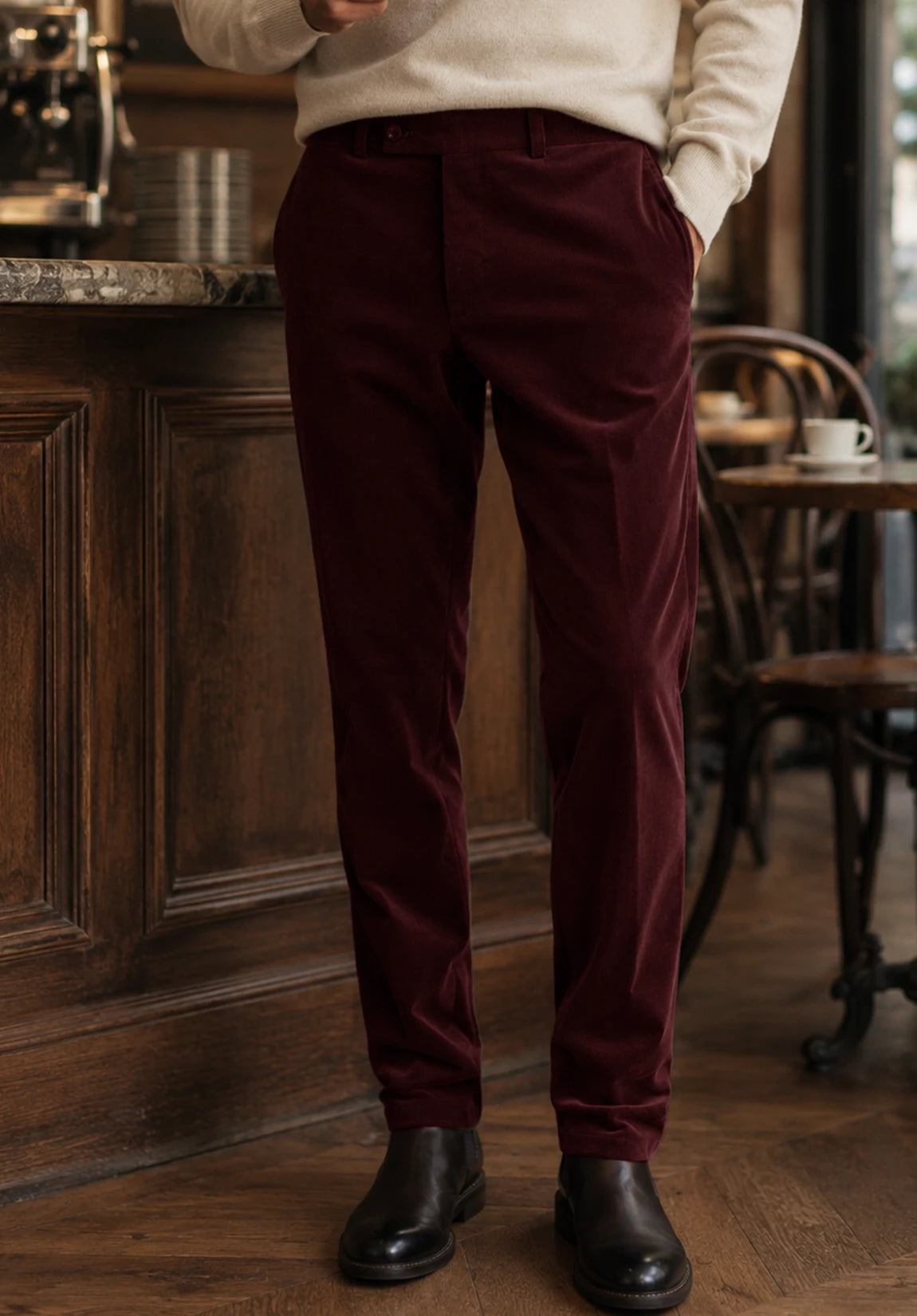 Men's burgundy pants