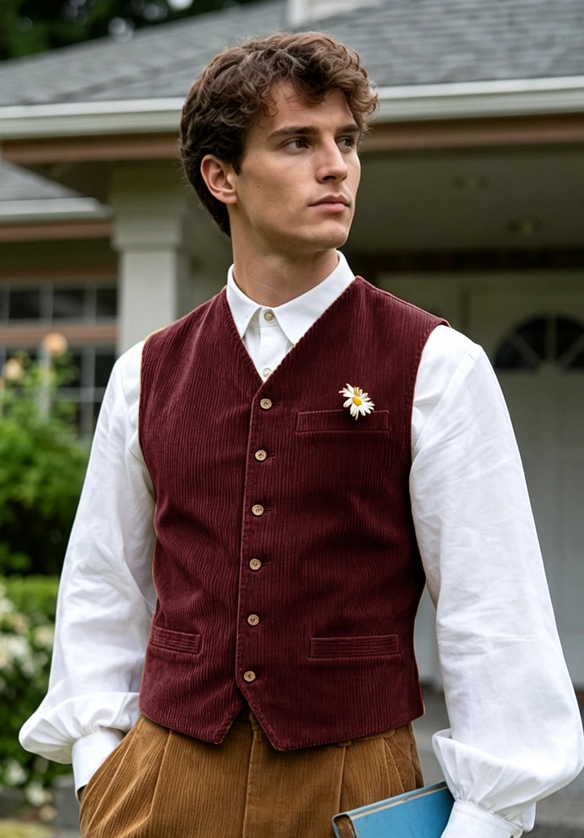 Men's burgundy vest
