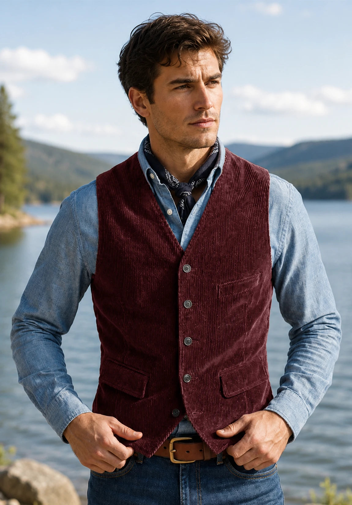 Men's burgundy vest
