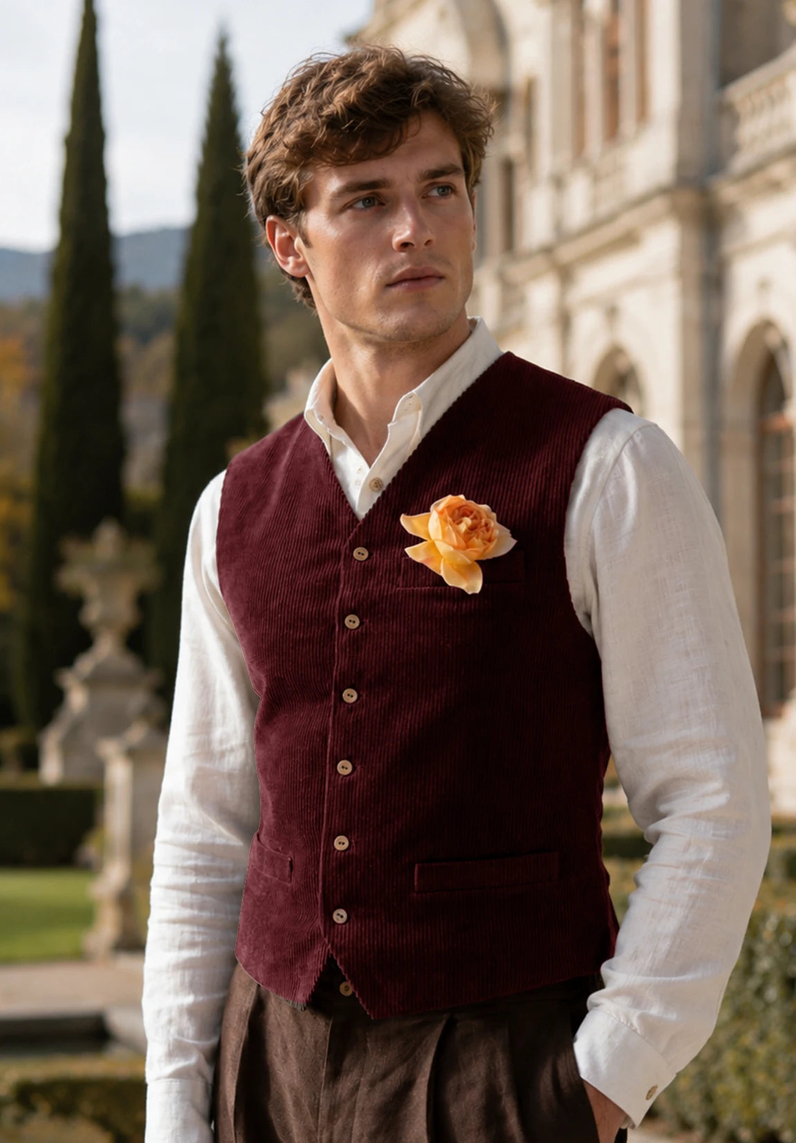 Men's burgundy vest