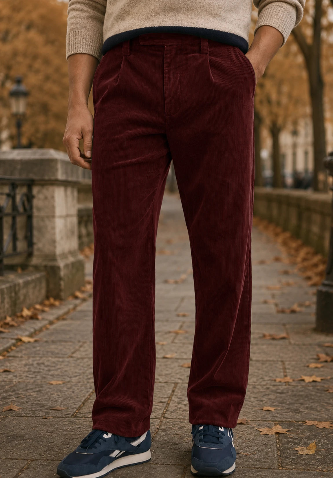 Men's burgundy pants