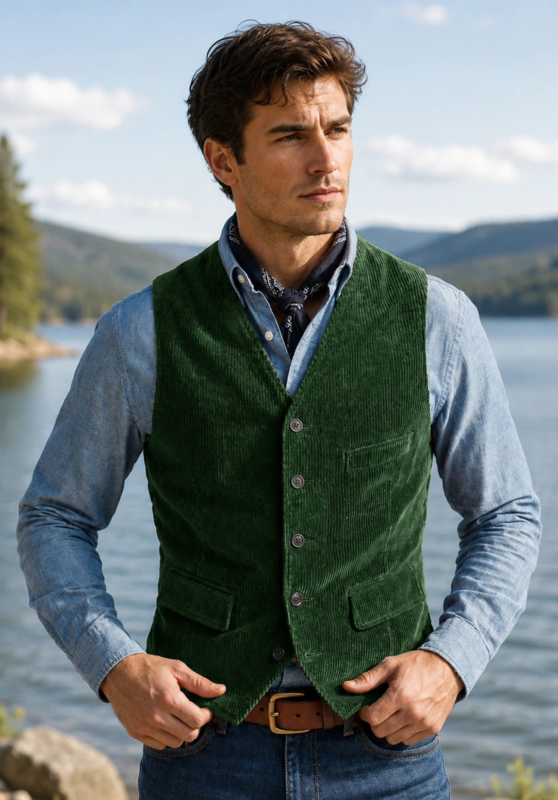 Men's dark green vest