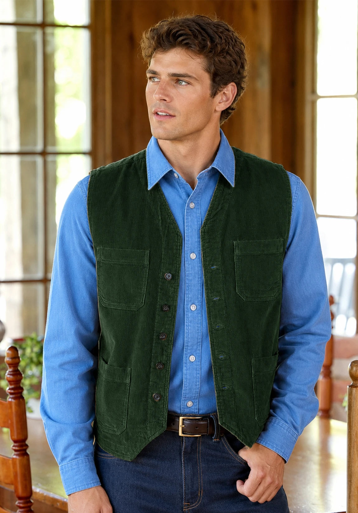 Men's dark green vest