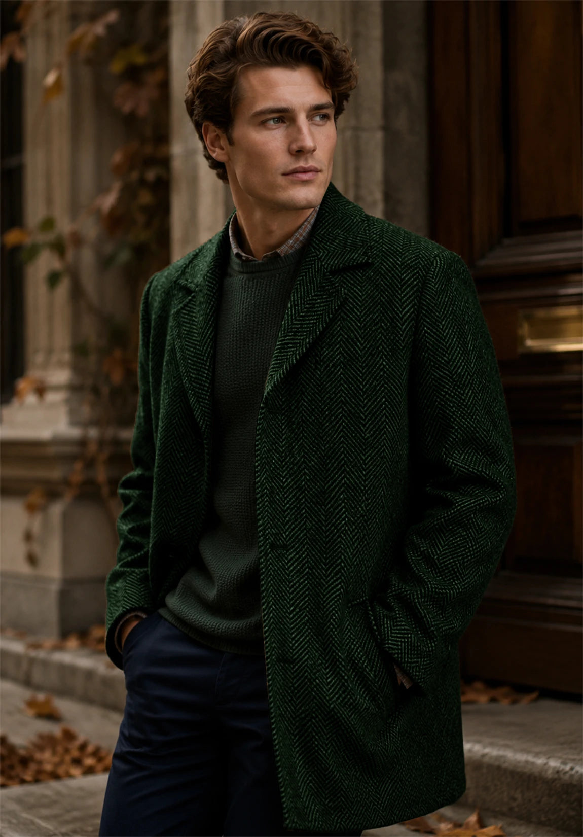 Men's dark green herringbone jacket