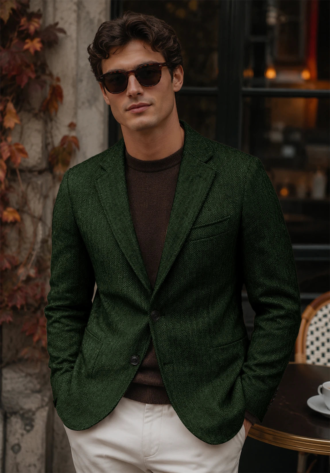 Men's dark green herringbone jacket