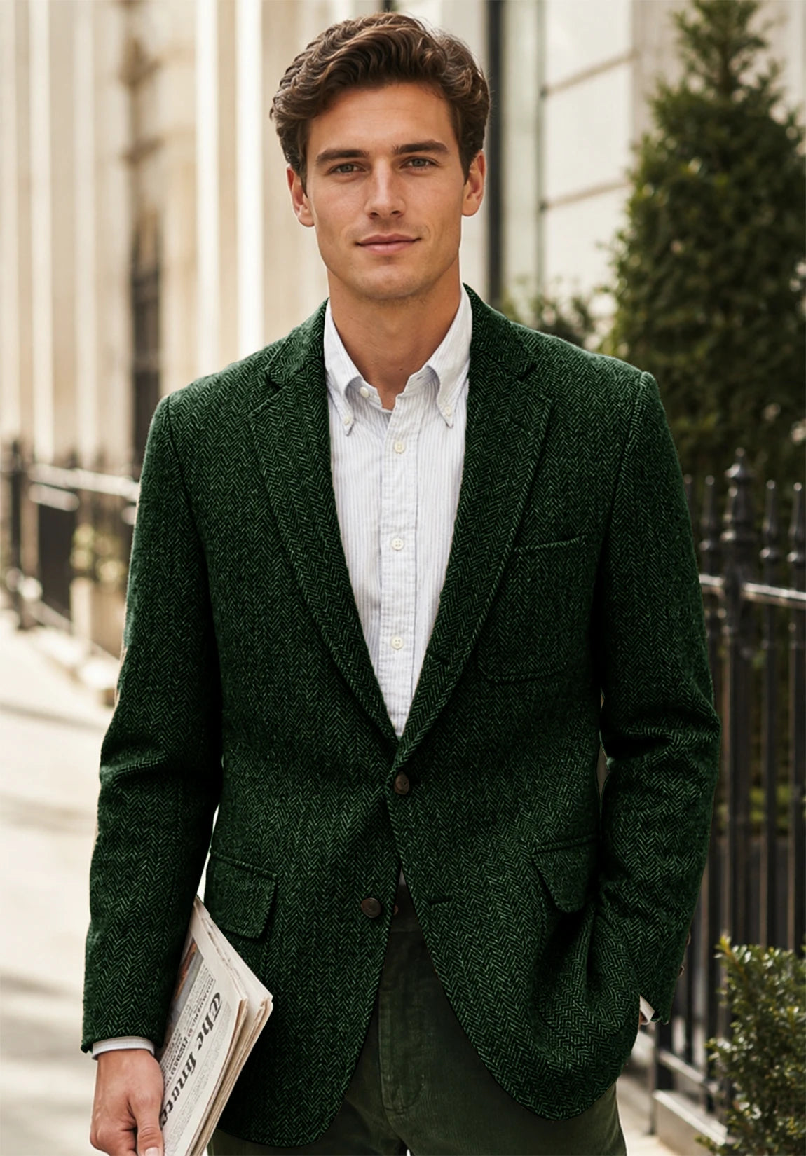Men's dark green herringbone jacket