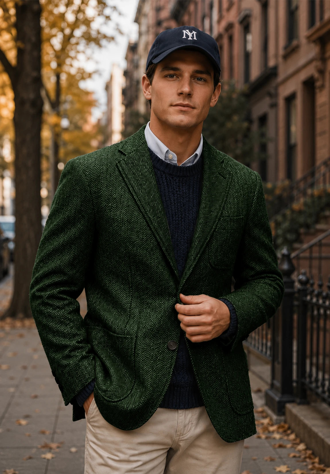 Men's dark green herringbone jacket