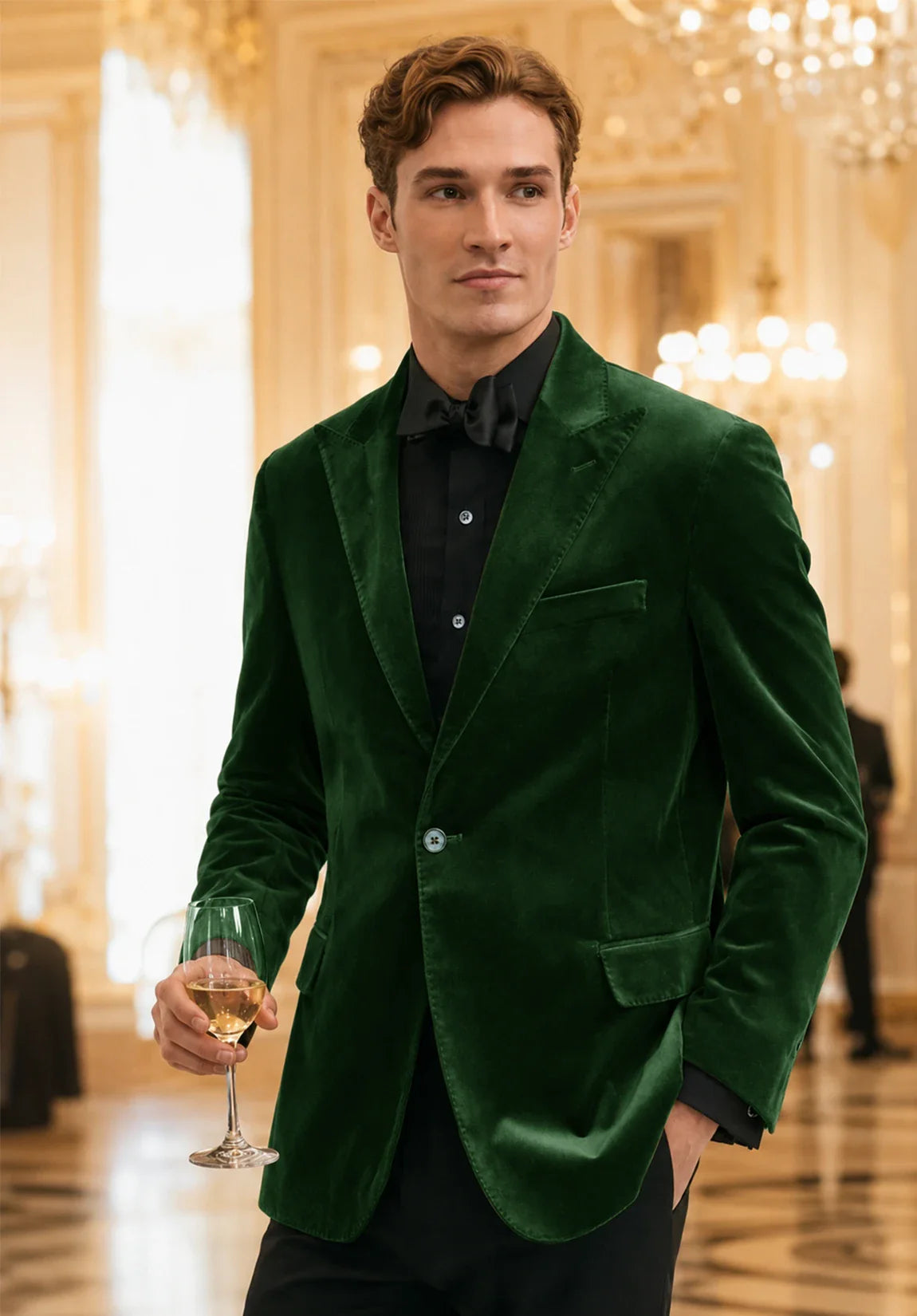 Men's dark green velvet jacket