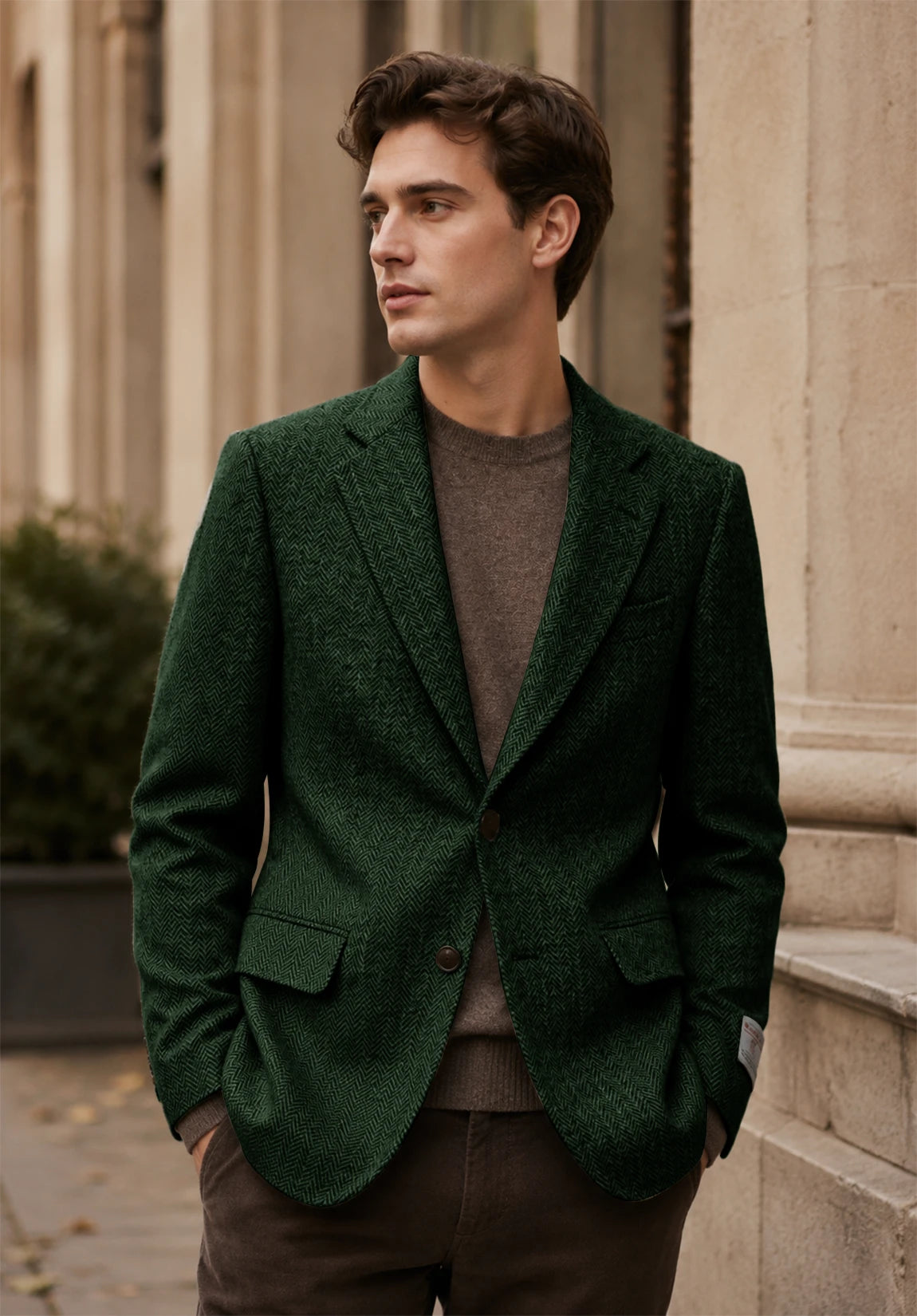 Men's dark green herringbone jacket
