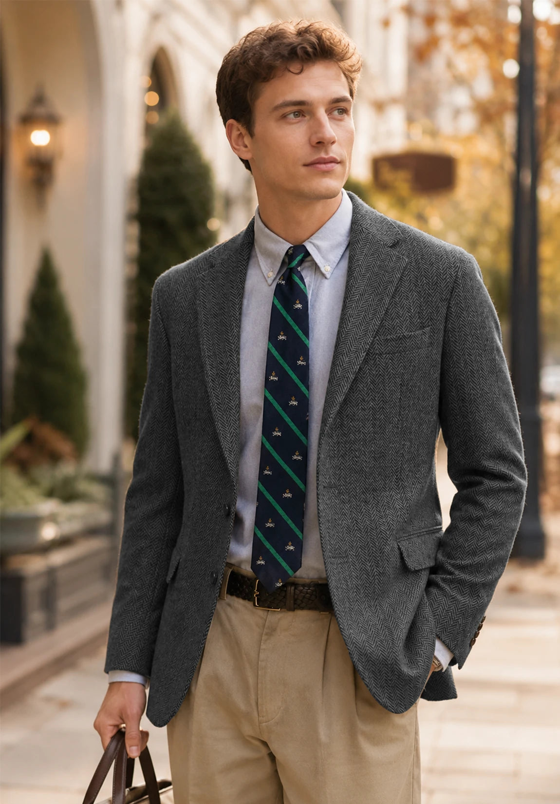 Men's dark gray herringbone jacket