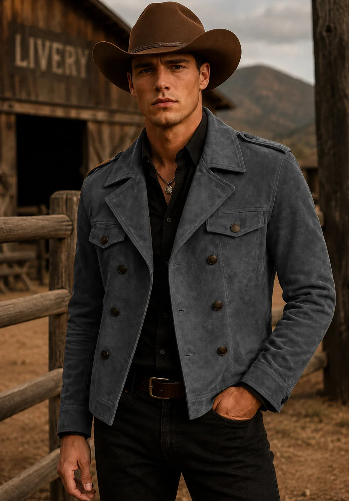 Men's dark gray suede jacket
