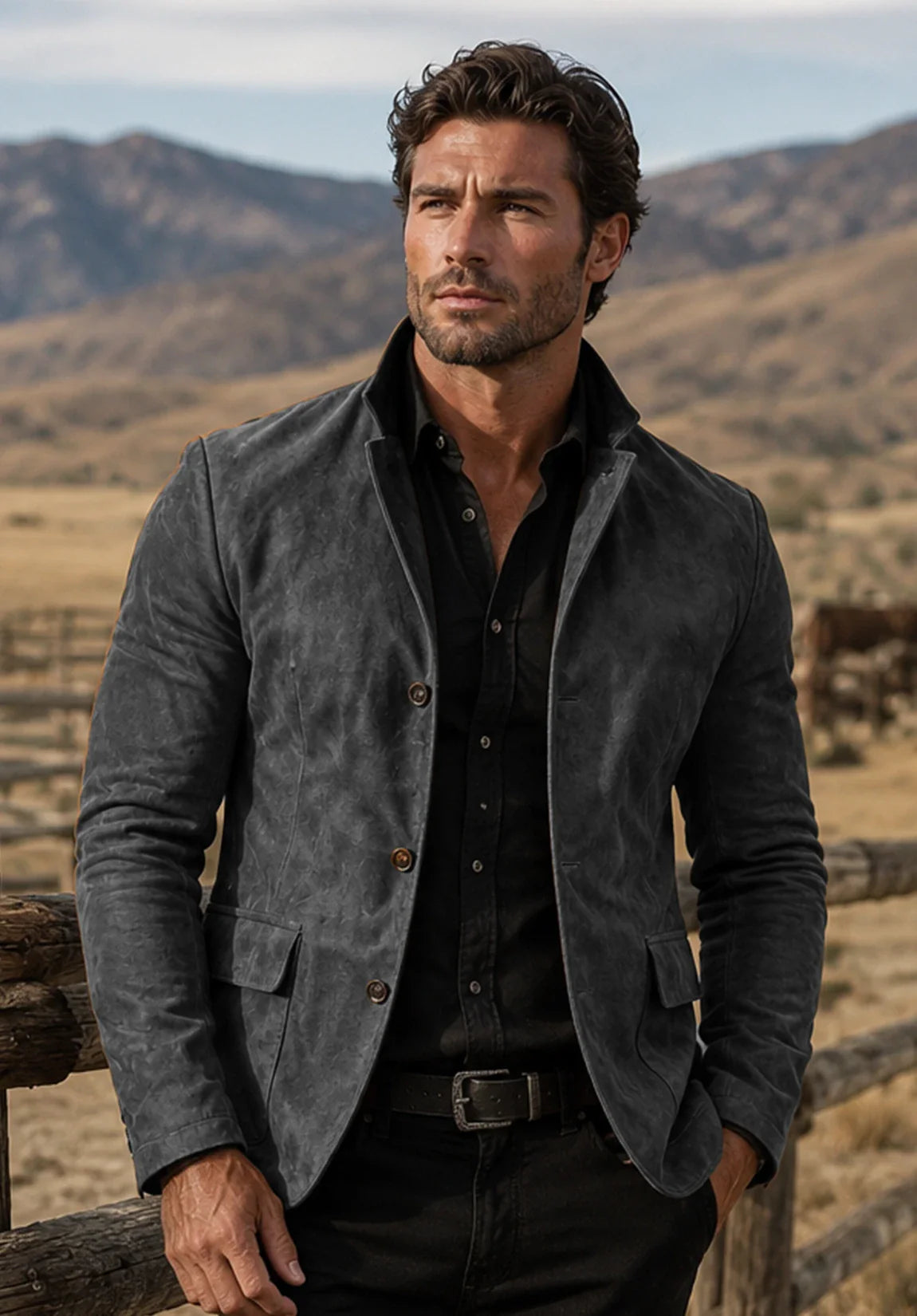 Men's dark gray suede jacket