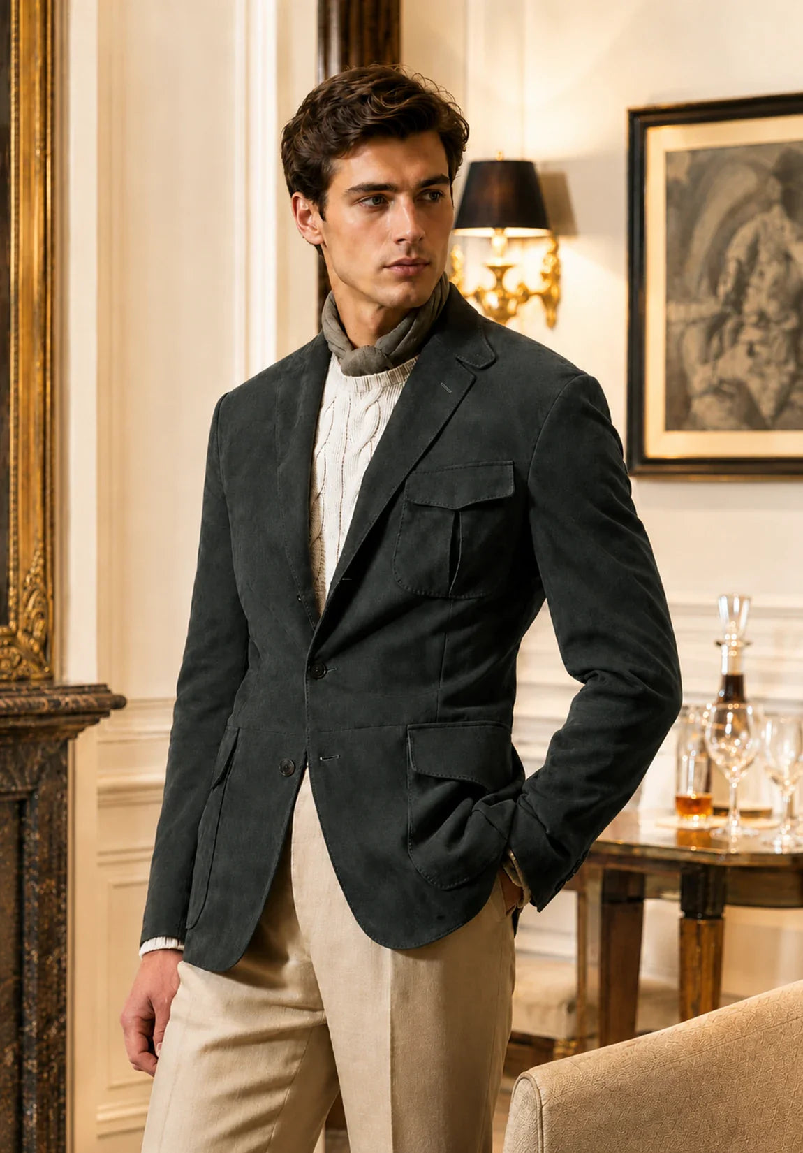 Men's dark gray suede jacket