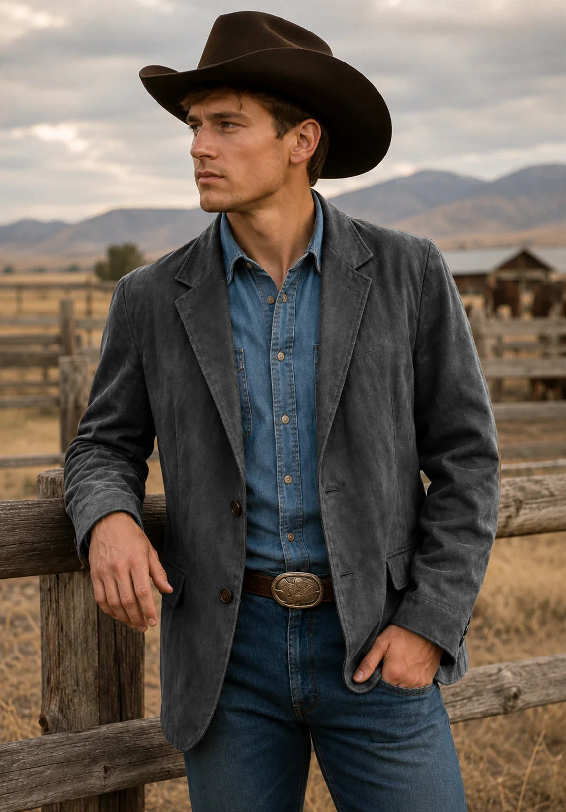 Men's dark gray suede jacket