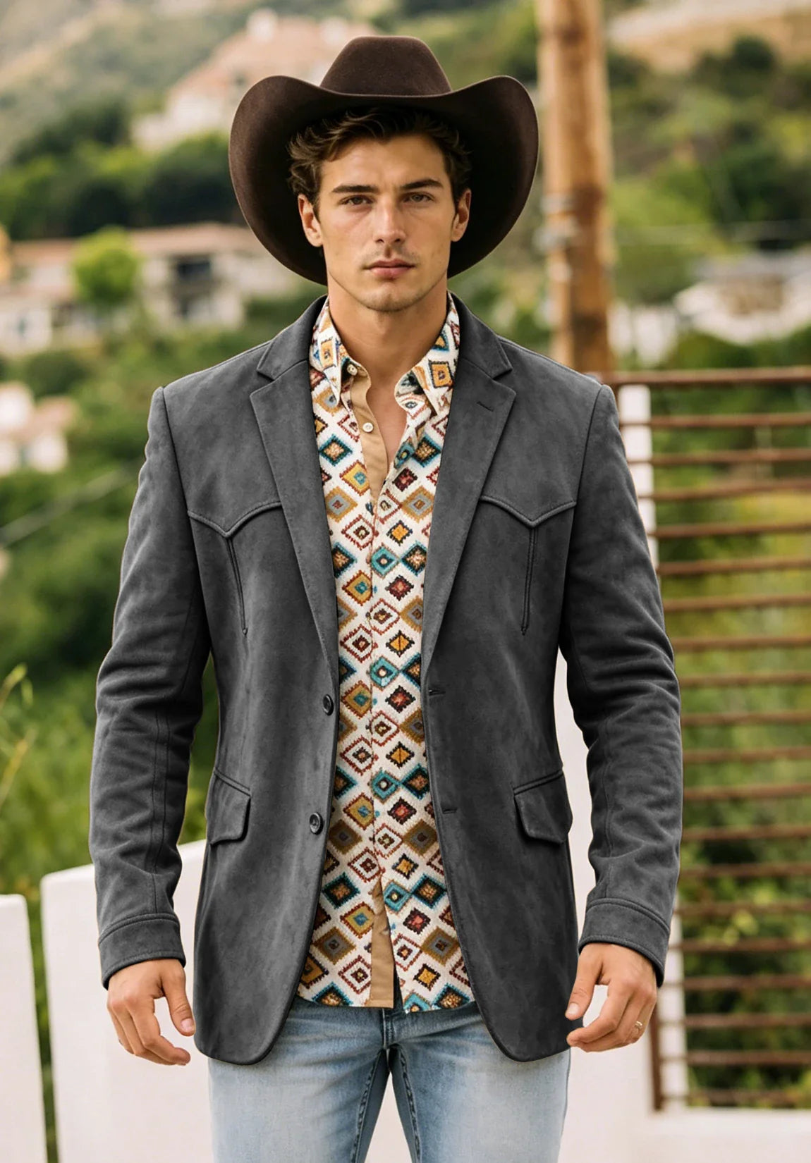 Men's dark gray suede jacket