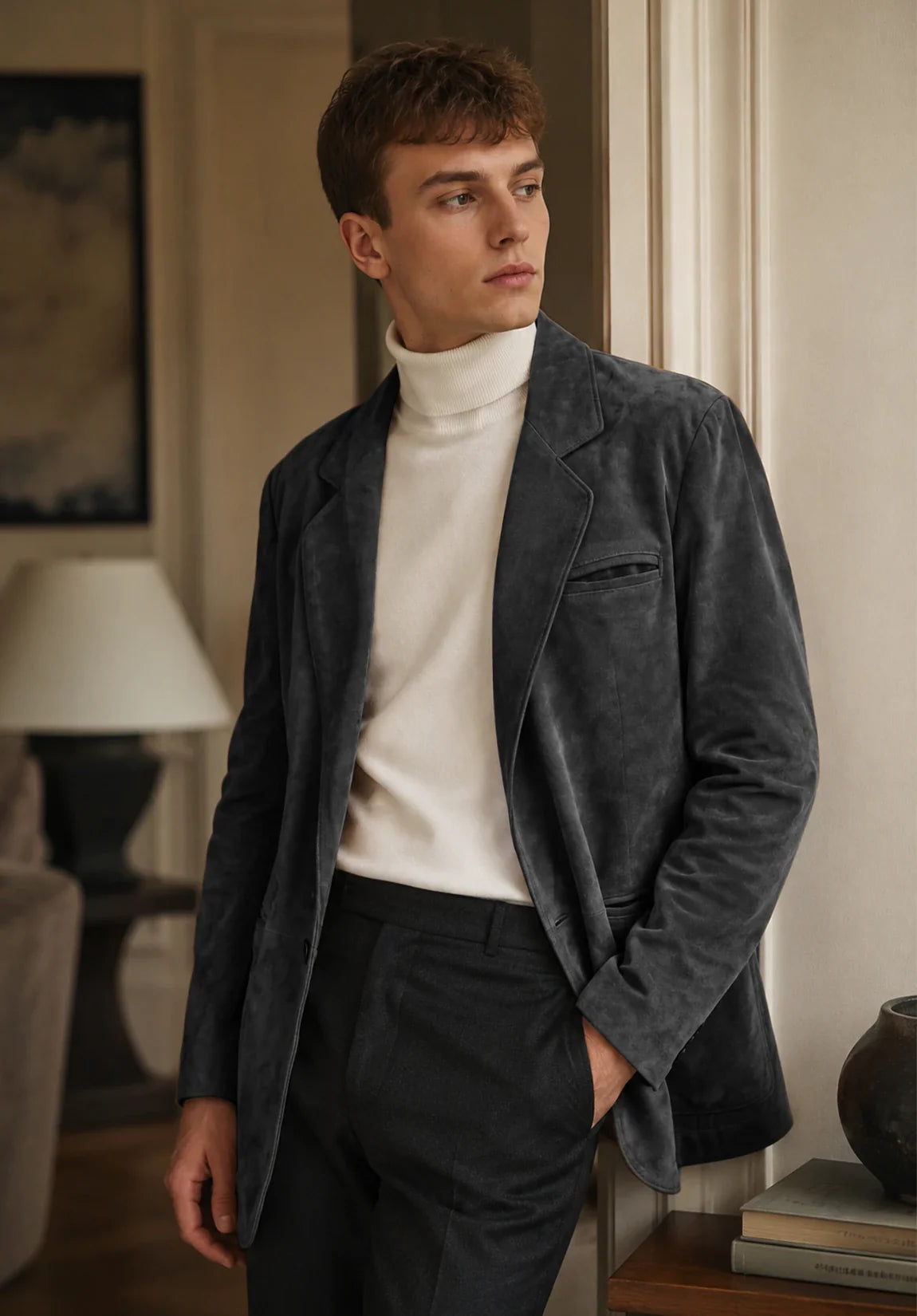 Men's dark gray suede jacket