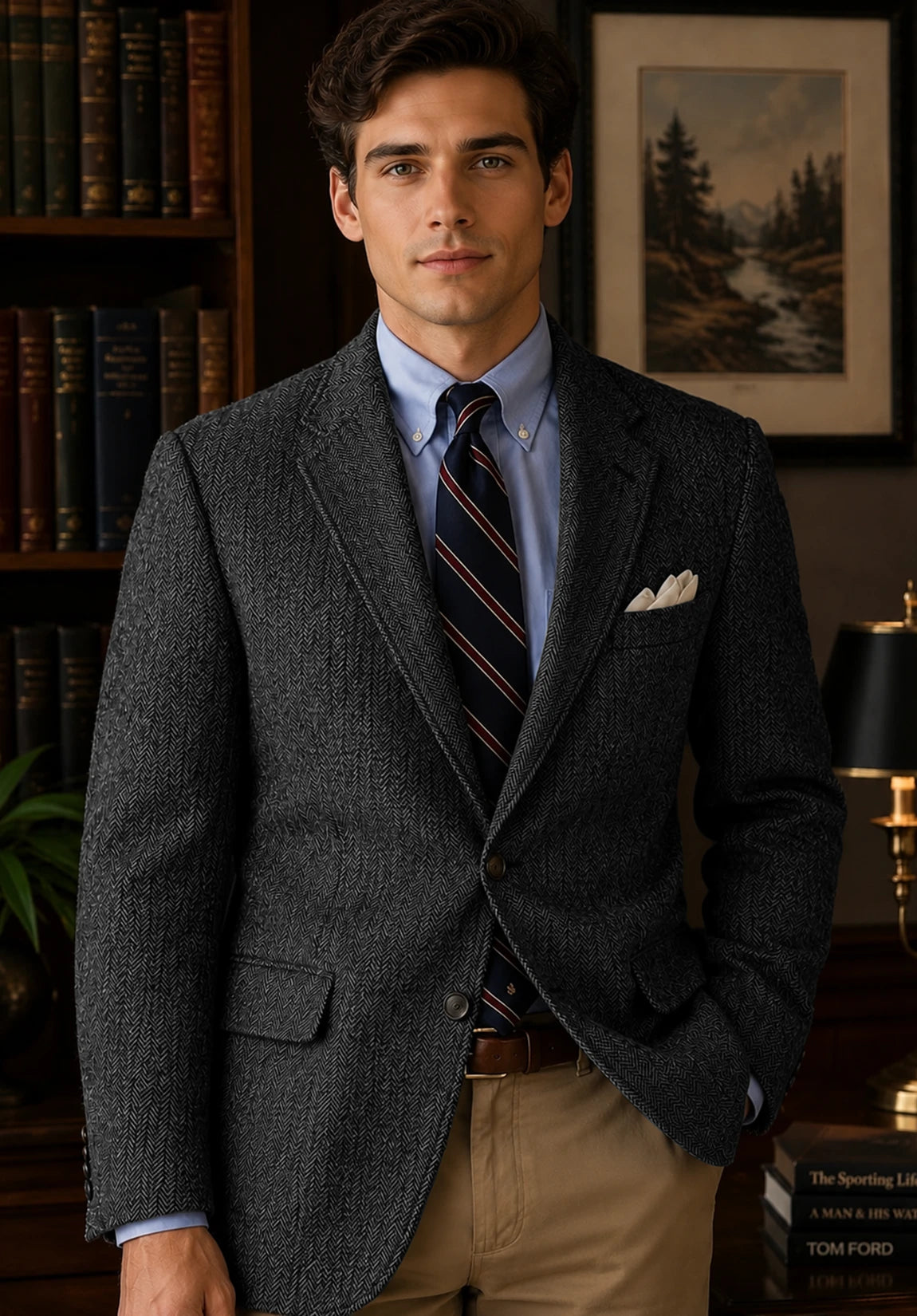 Men's dark gary herringbone jacket