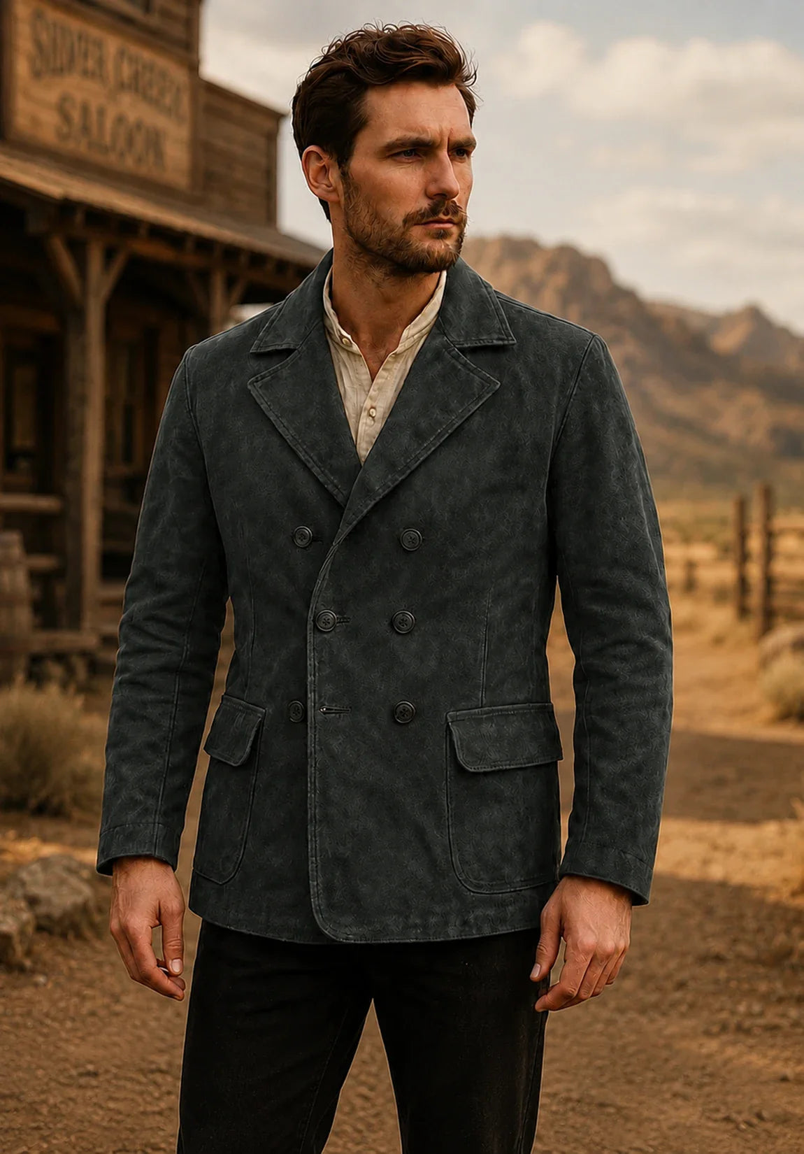 Men's dark gray suede jacket