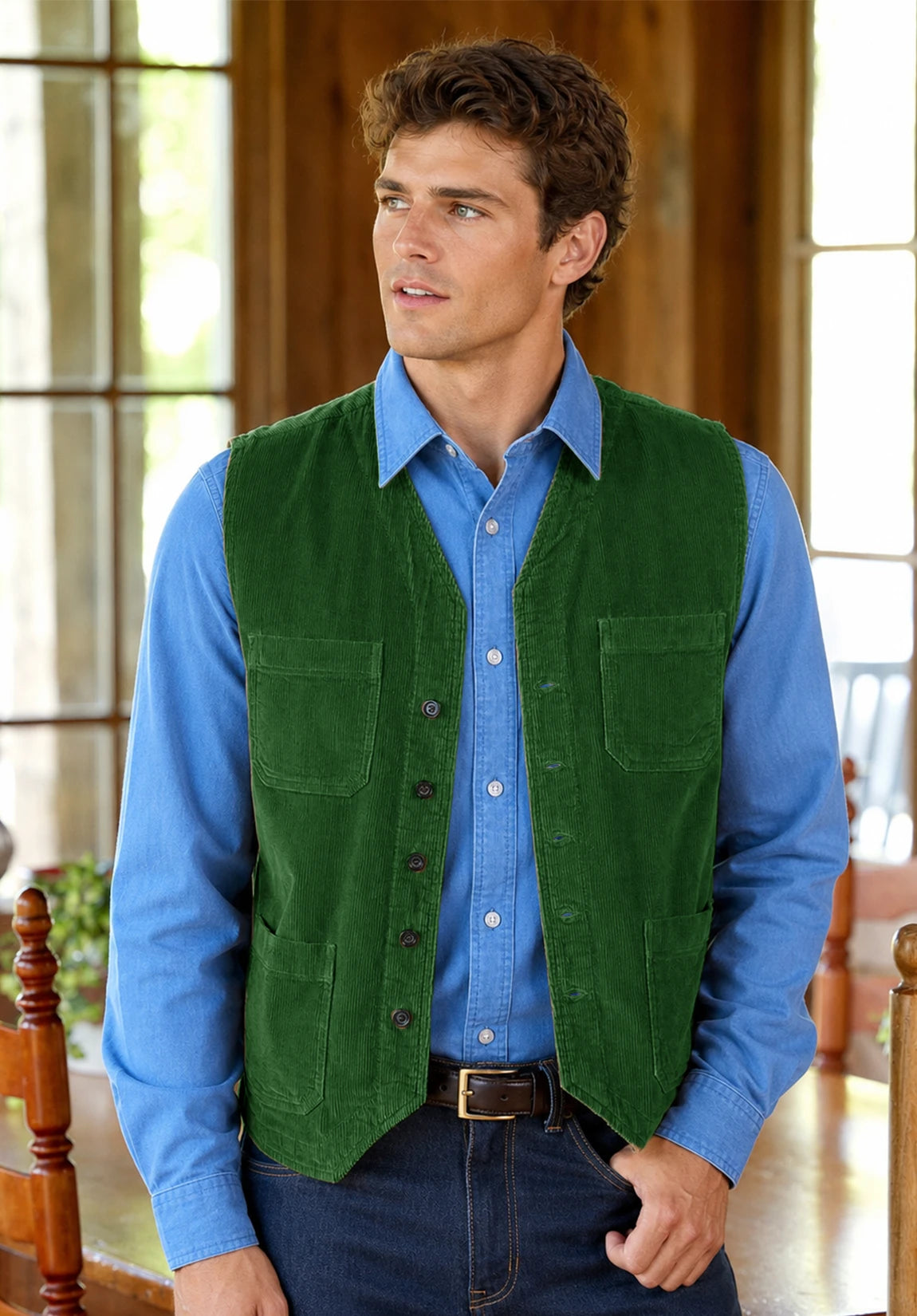 Men's green vest