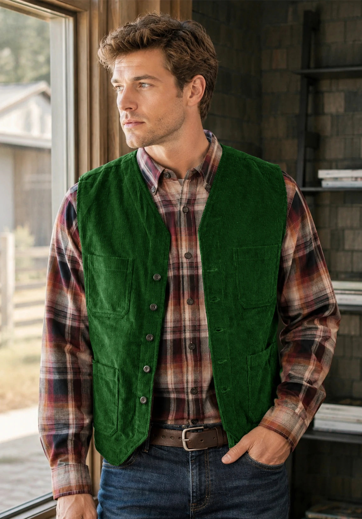 Men's green vest