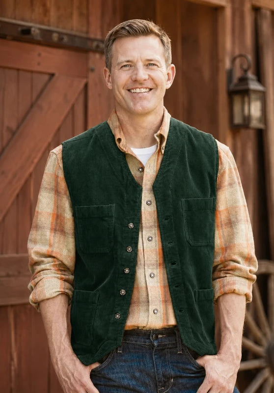 Men's green corduroy vest  