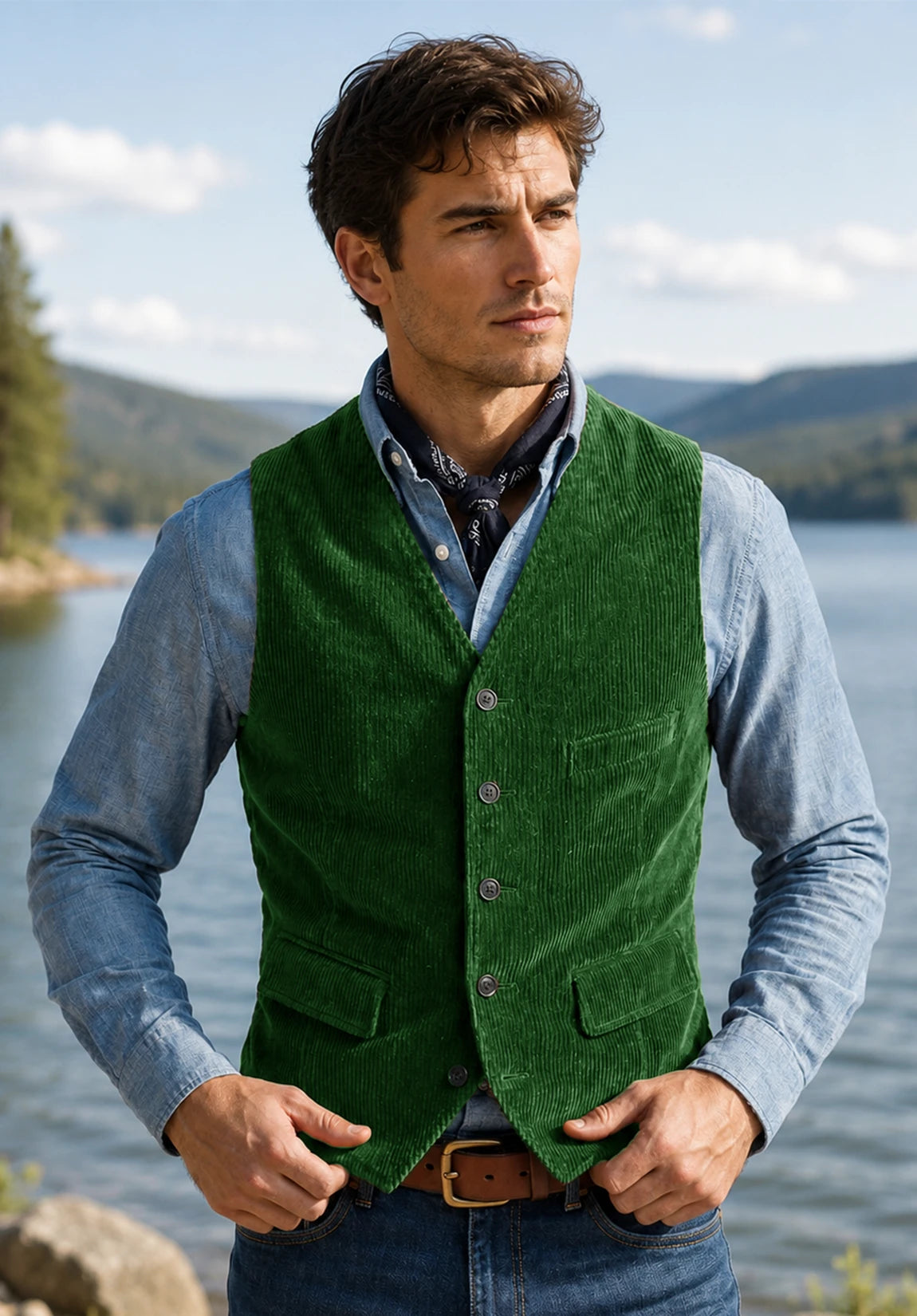 Men's green vest
