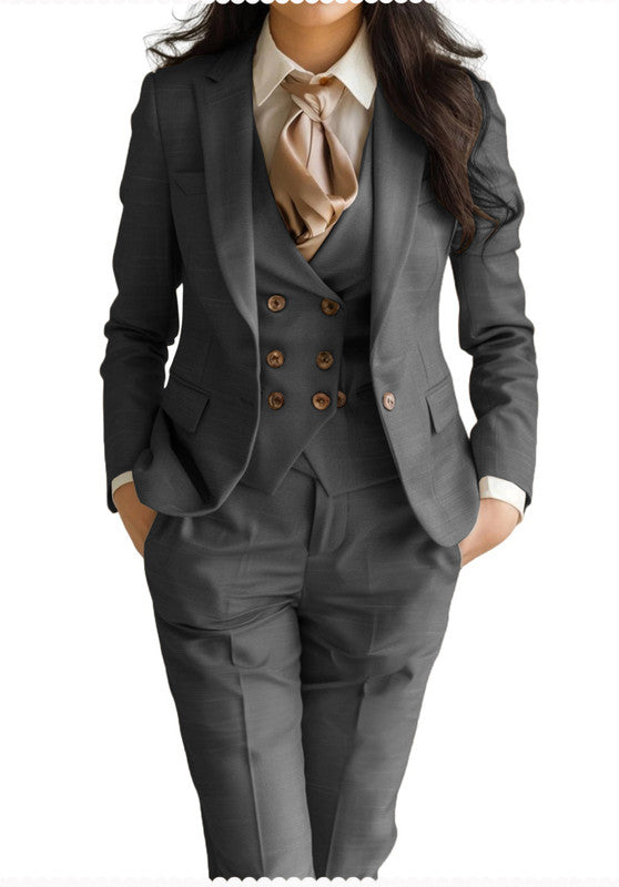 Womens 3 Pieces Business Work Suit Set -Formal Blazer Vest Pants