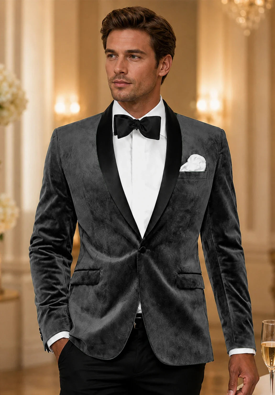 Men's gray velvet jacket