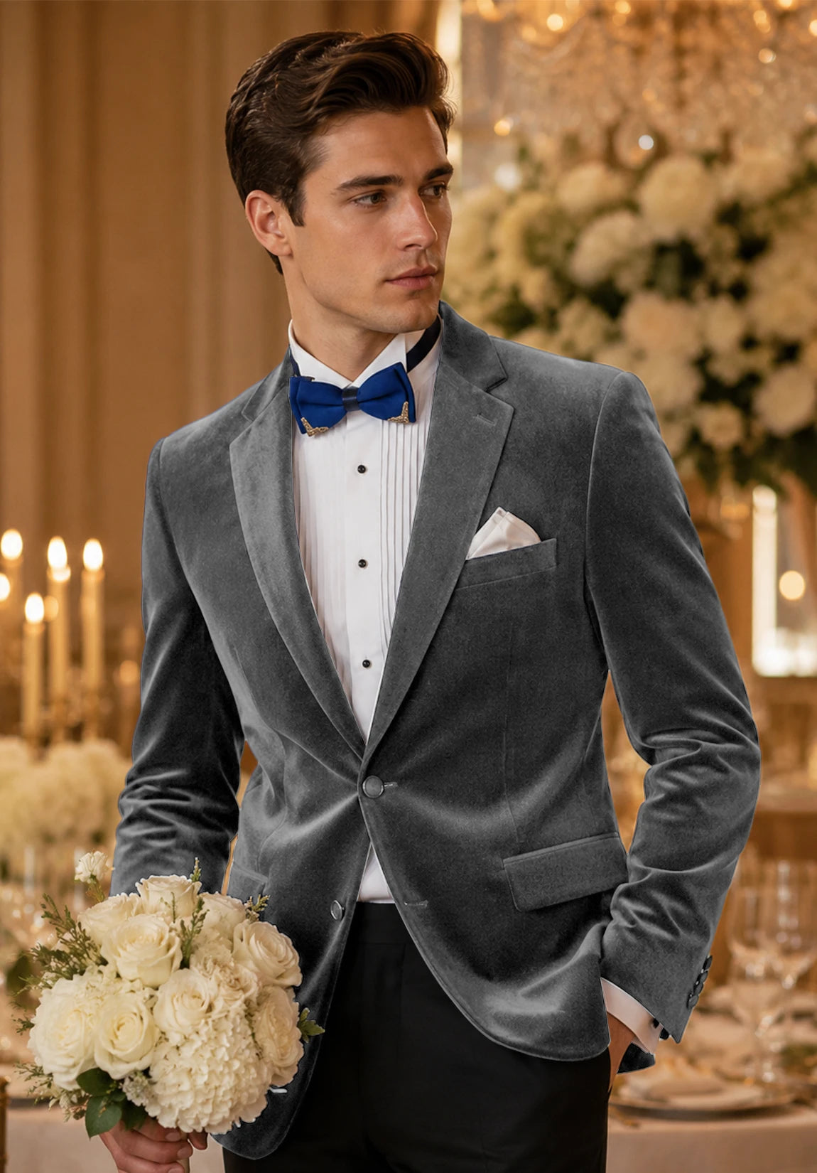 Men's gray velvet jacket