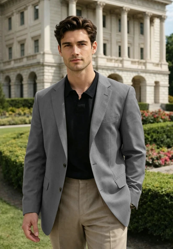 Men's Grey Linen Blazer Jacket