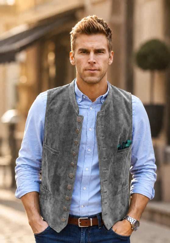 Men's gray suede vest 