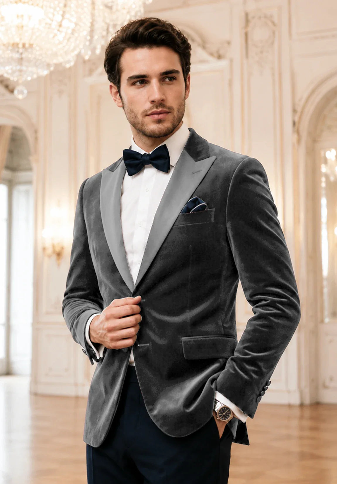 Men's gray velvet jacket