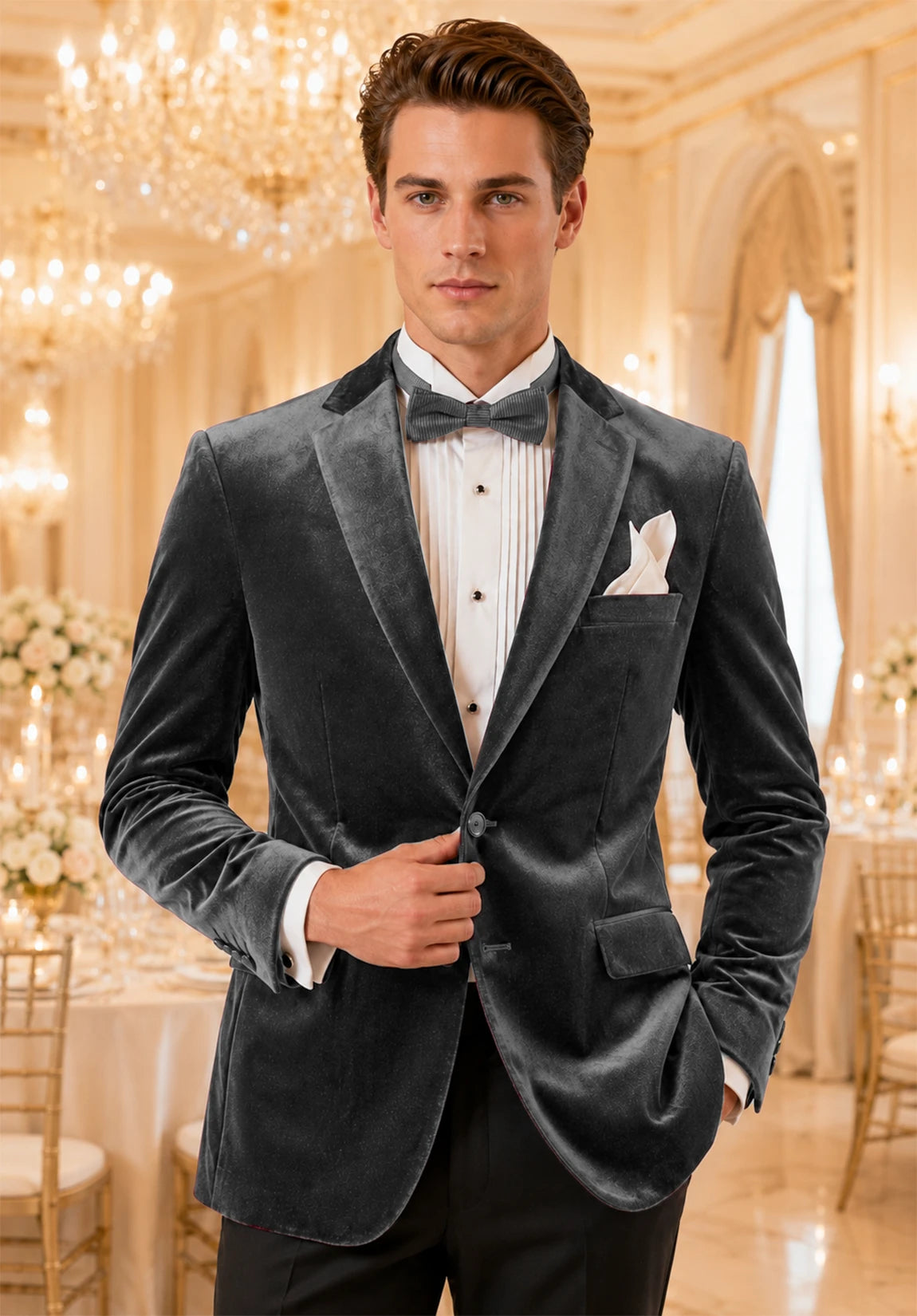 Men's gray velvet jacket