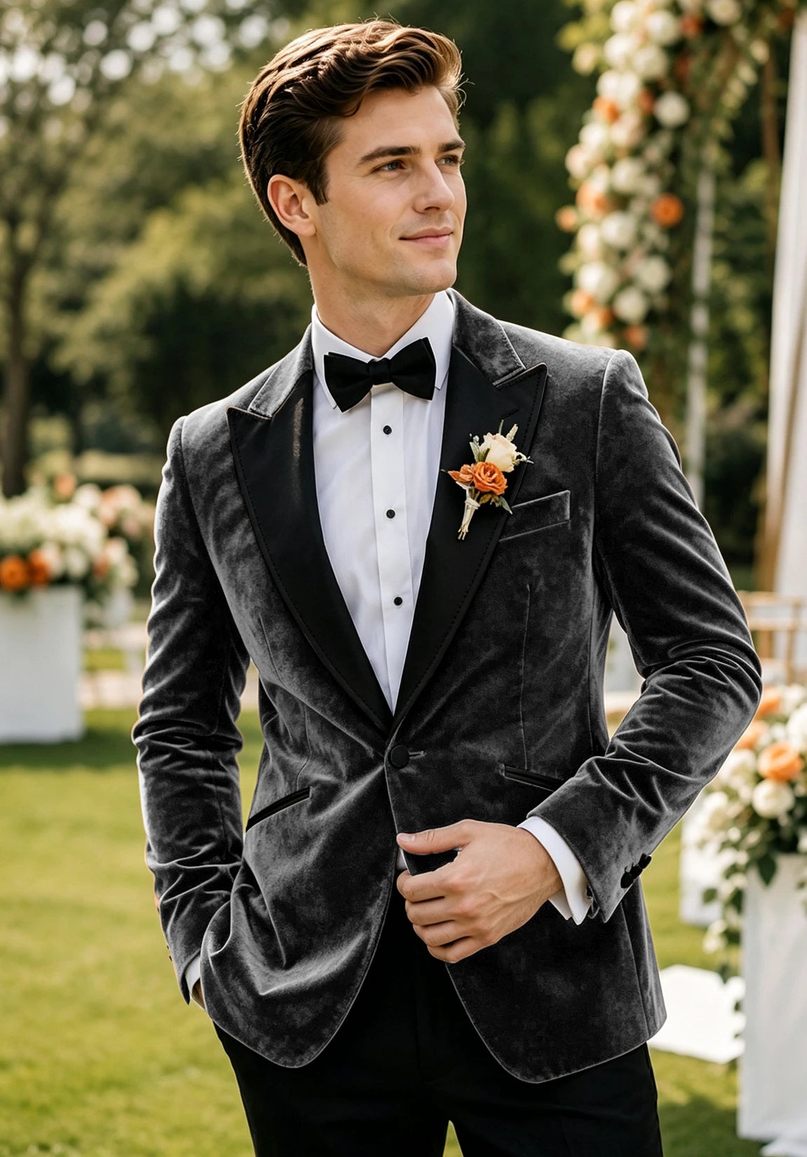 Men's gray velvet jacket