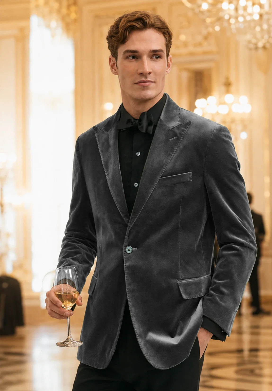 Men's gray velvet jacket