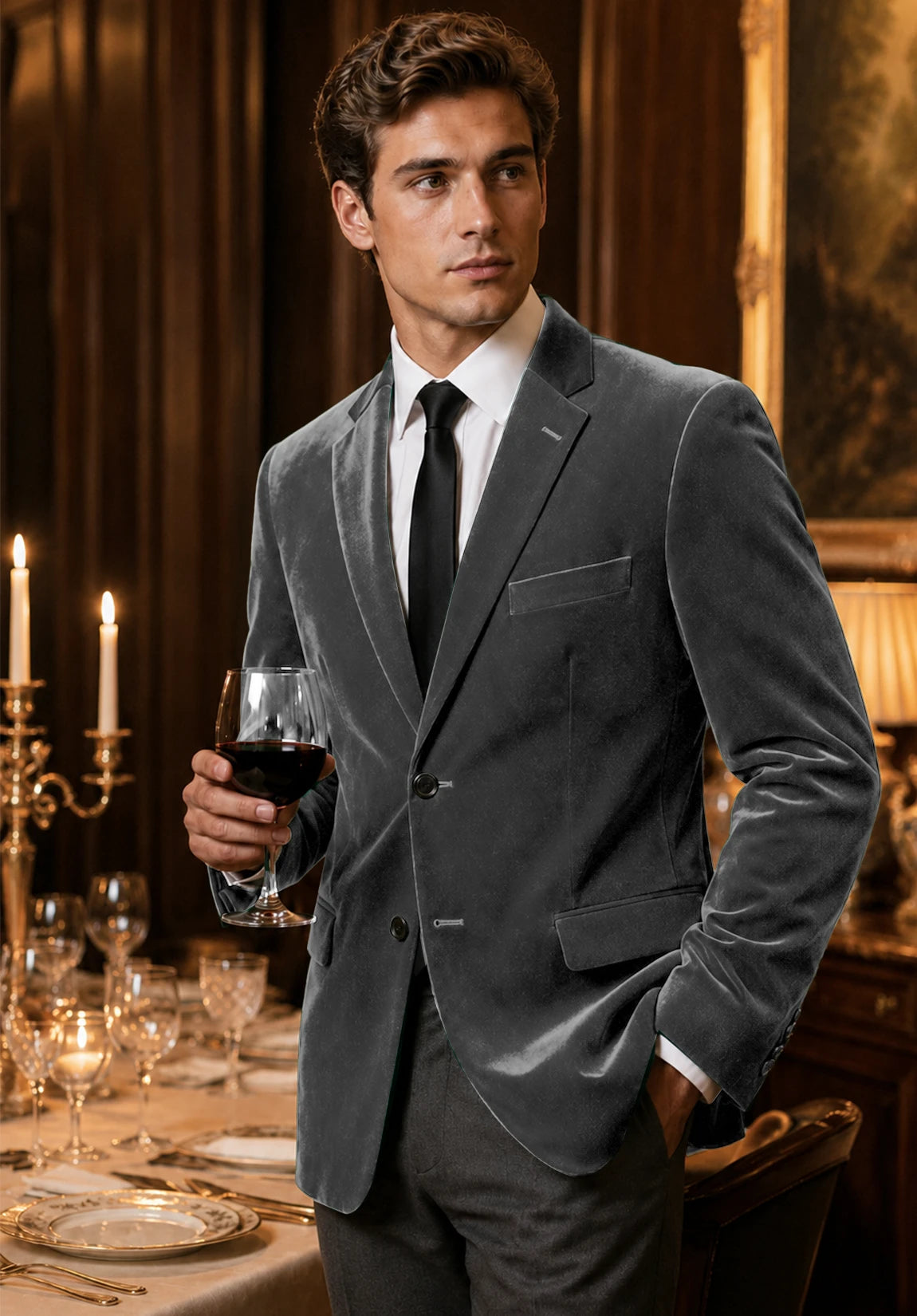 Men's gray velvet jacket