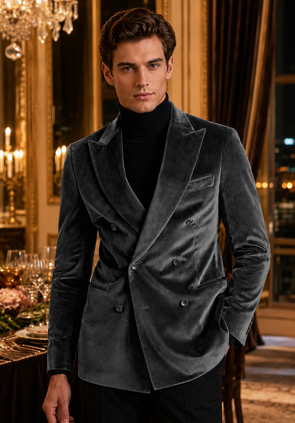 Men's gray velvet jacket