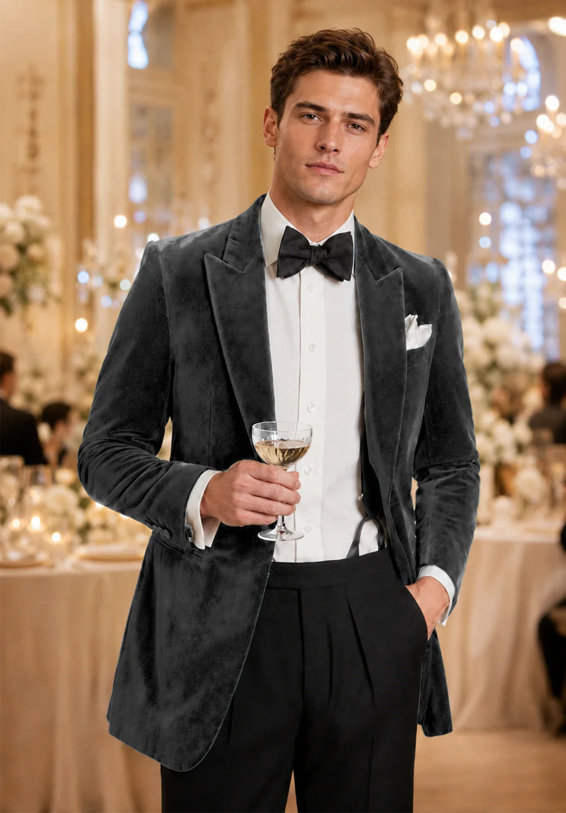 Men's gray velvet jacket