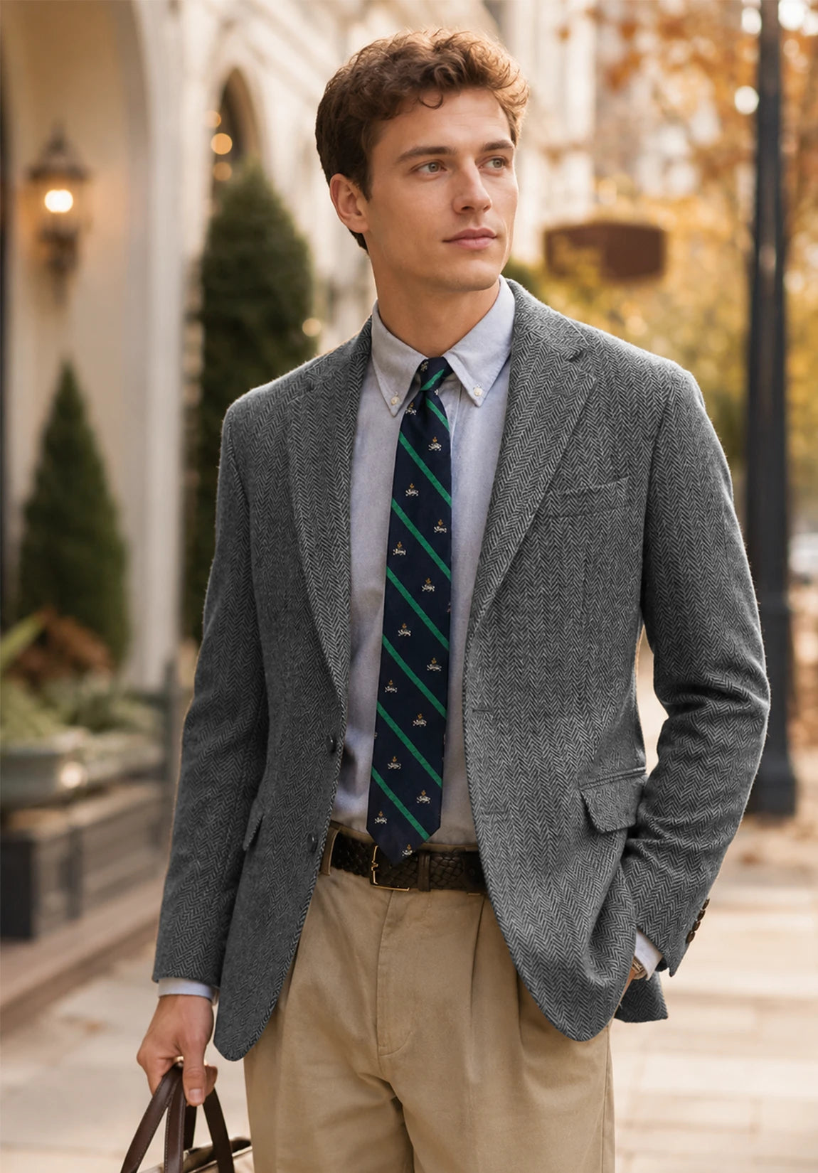 Men's gray herringbone jacket