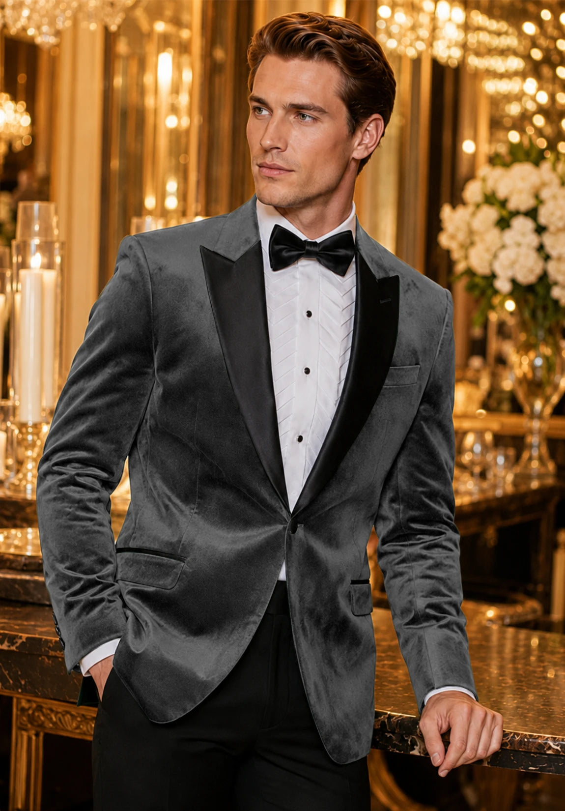 Men's gray velvet jacket