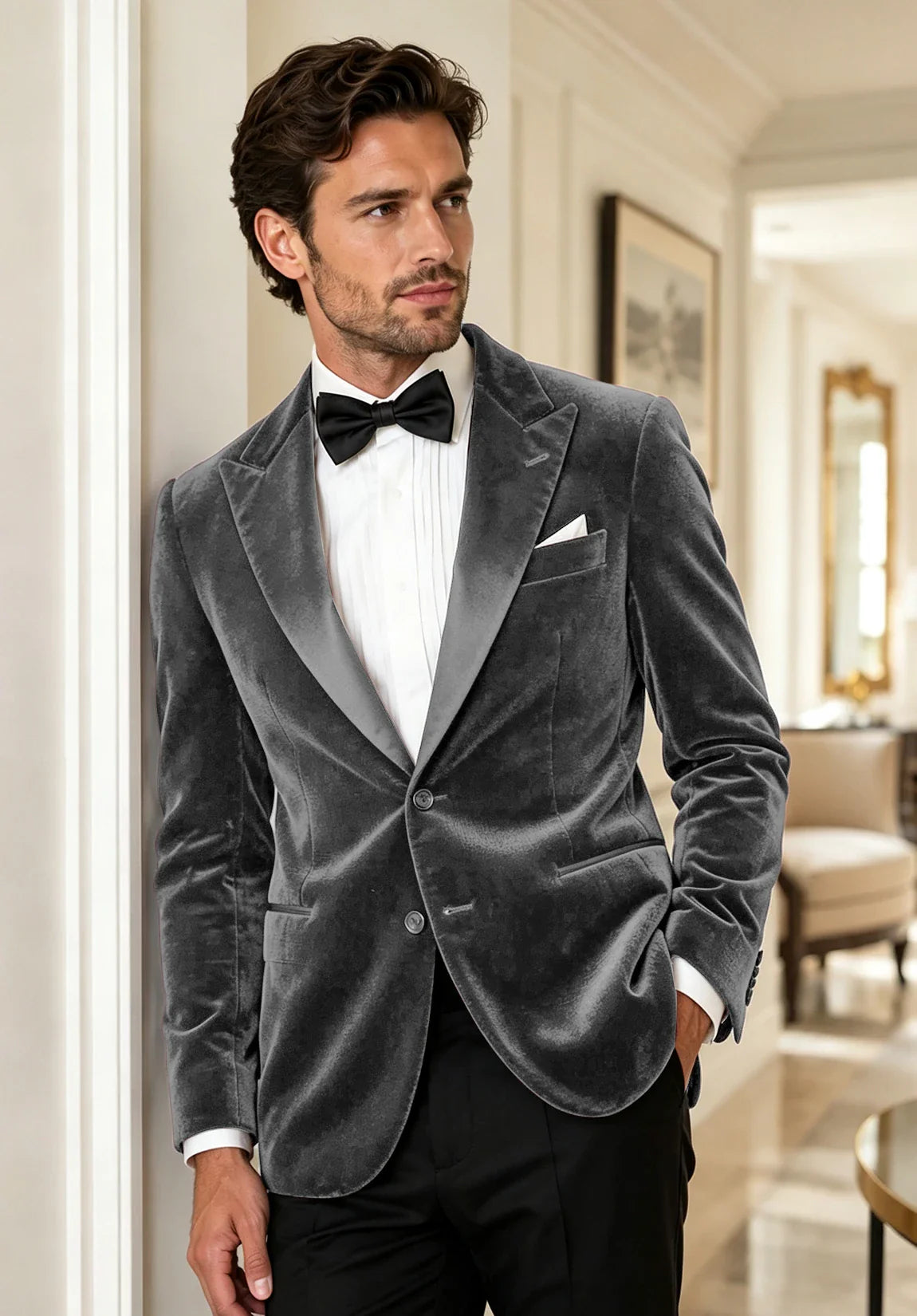 Men's gray velvet jacket