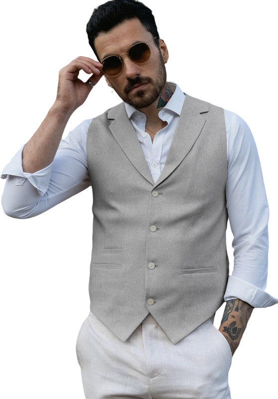Grey-Men's Linen Vest