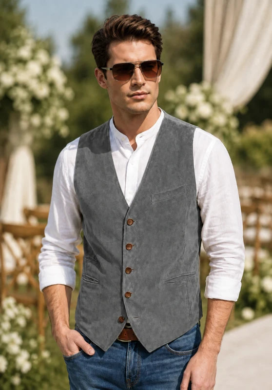 Men's gray suede vest