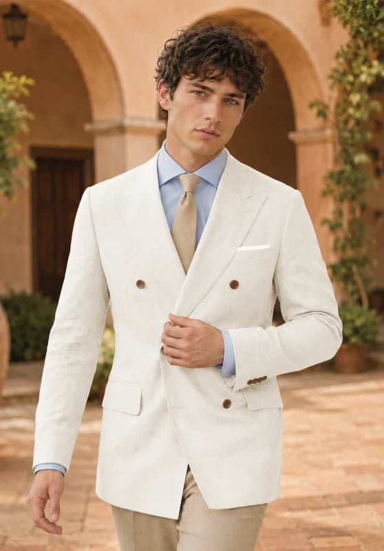 Men's Ivory Linen Blazer Jacket