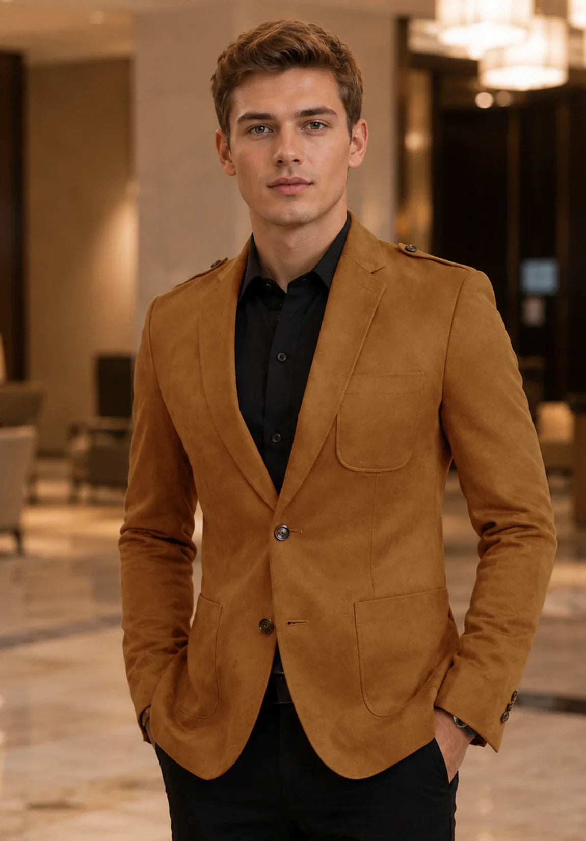 Men's khaki suede jacket